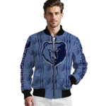 personalized memphis grizzlies bolt stripe blue bomber jacket best selling