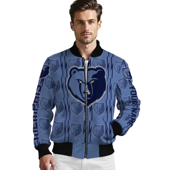 personalized memphis grizzlies bolt stripe blue bomber jacket high quality