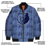 personalized memphis grizzlies bolt stripe blue bomber jacket best selling