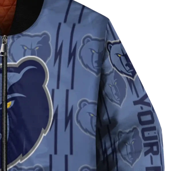 personalized memphis grizzlies bolt stripe blue bomber jacket premium grade
