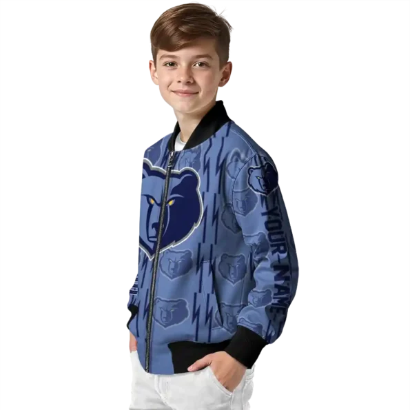 personalized memphis grizzlies bolt stripe blue bomber jacket trendy
