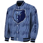 personalized memphis grizzlies bolt stripe blue varsity jacket best selling.webp