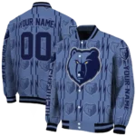 personalized memphis grizzlies bolt stripe blue varsity jacket best selling.webp
