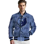 personalized memphis grizzlies bolt stripe blue varsity jacket best selling.webp
