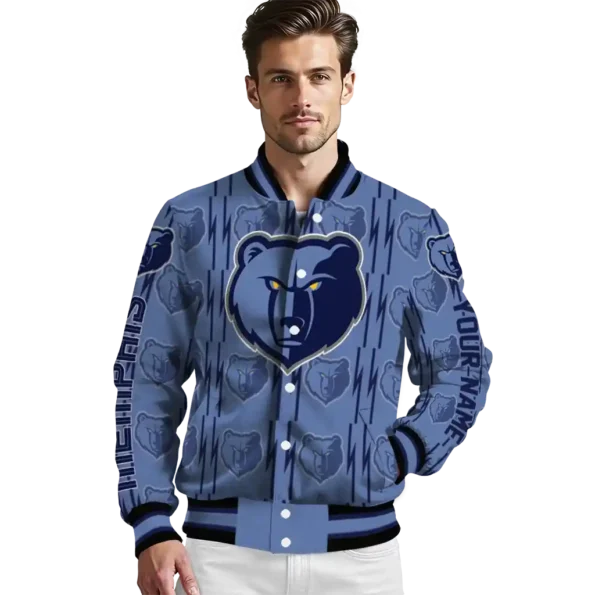 personalized memphis grizzlies bolt stripe blue varsity jacket high quality.webp