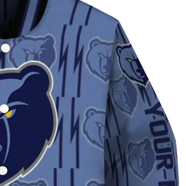 personalized memphis grizzlies bolt stripe blue varsity jacket premium grade.webp