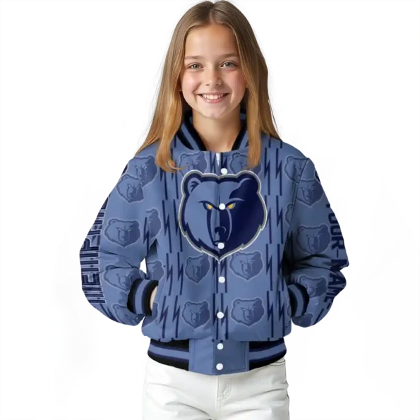 personalized memphis grizzlies bolt stripe blue varsity jacket top rated.webp