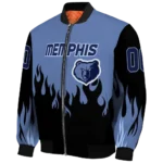 personalized memphis grizzlies flame border blue black bomber jacket best selling