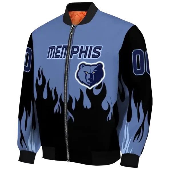 personalized memphis grizzlies flame border blue black bomber jacket best selling