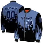 personalized memphis grizzlies flame border blue black bomber jacket best selling