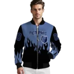 personalized memphis grizzlies flame border blue black bomber jacket best selling