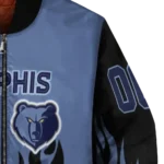 personalized memphis grizzlies flame border blue black bomber jacket best selling