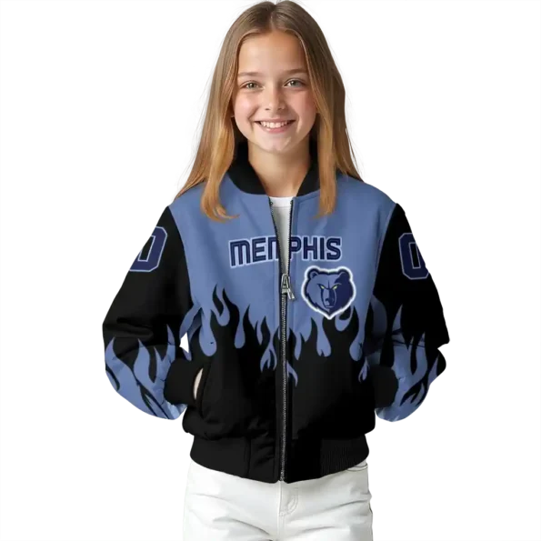 personalized memphis grizzlies flame border blue black bomber jacket top rated