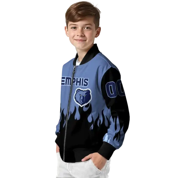 personalized memphis grizzlies flame border blue black bomber jacket trendy