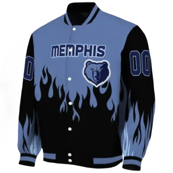 personalized memphis grizzlies flame border blue black varsity jacket best selling.webp