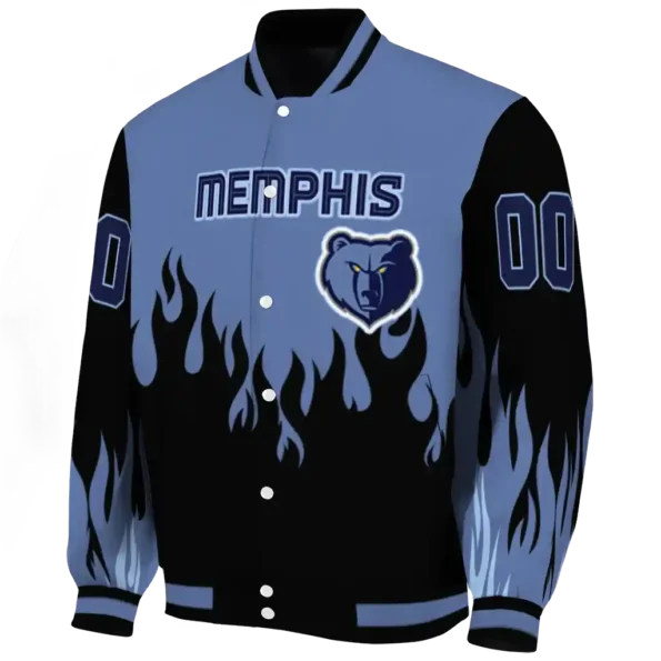 personalized memphis grizzlies flame border blue black varsity jacket best selling.webp
