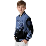 personalized memphis grizzlies flame border blue black varsity jacket best selling.webp