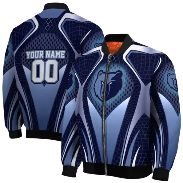 personalized memphis grizzlies mesh chest black bomber jacket fashion forward