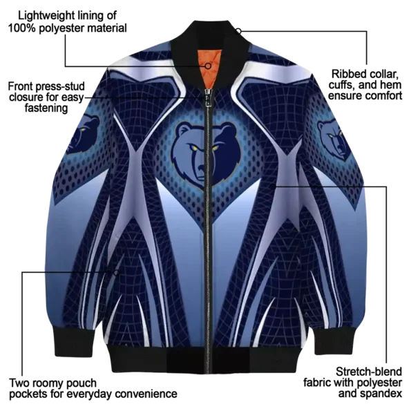 personalized memphis grizzlies mesh chest black bomber jacket new arrival