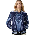 personalized memphis grizzlies mesh chest black varsity jacket best selling.webp