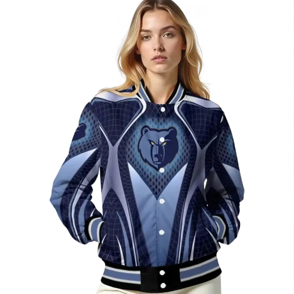 personalized memphis grizzlies mesh chest black varsity jacket latest model.webp