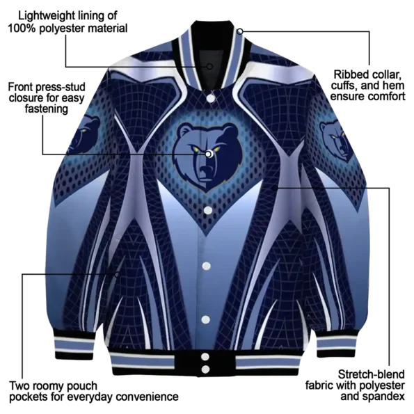 personalized memphis grizzlies mesh chest black varsity jacket new arrival.webp