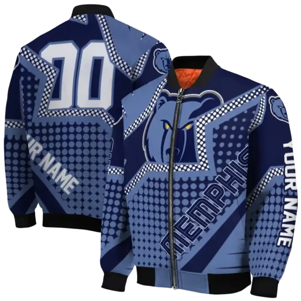 personalized memphis grizzlies star burst blue bomber jacket fashion forward