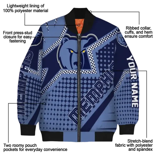 personalized memphis grizzlies star burst blue bomber jacket new arrival