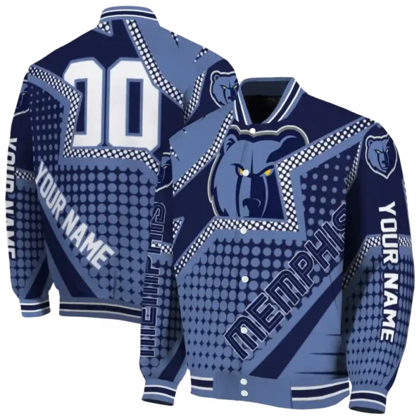 personalized memphis grizzlies star burst blue varsity jacket fashion forward.webp