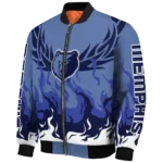 personalized memphis grizzlies winged blaze blue white bomber jacket best selling