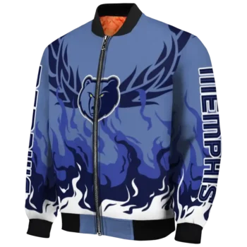 personalized memphis grizzlies winged blaze blue white bomber jacket best selling