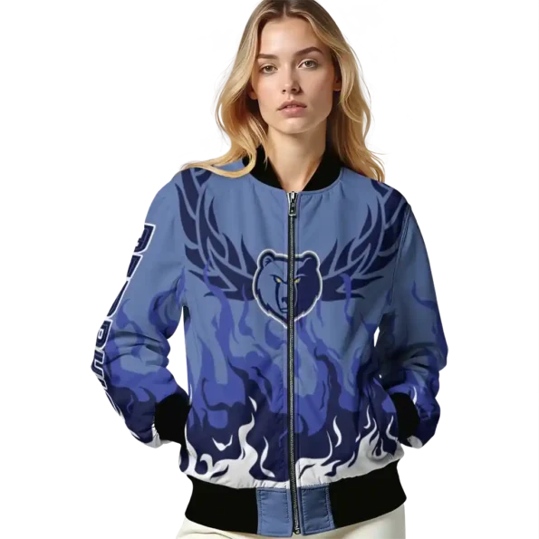 personalized memphis grizzlies winged blaze blue white bomber jacket latest model