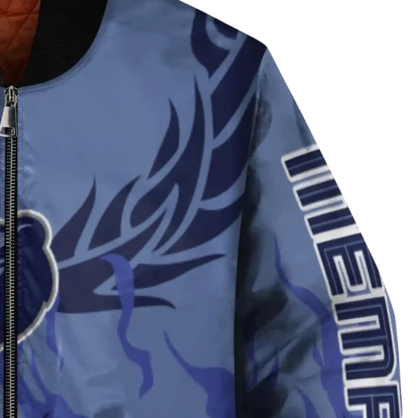 personalized memphis grizzlies winged blaze blue white bomber jacket premium grade