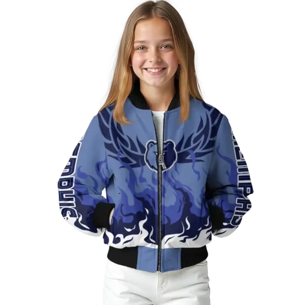 personalized memphis grizzlies winged blaze blue white bomber jacket top rated