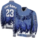personalized memphis grizzlies winged blaze blue white varsity jacket best selling.webp