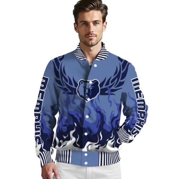 personalized memphis grizzlies winged blaze blue white varsity jacket high quality.webp