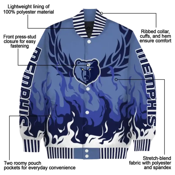 personalized memphis grizzlies winged blaze blue white varsity jacket new arrival.webp