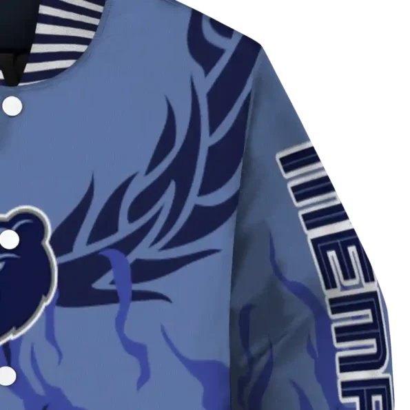 personalized memphis grizzlies winged blaze blue white varsity jacket premium grade.webp