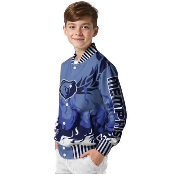 personalized memphis grizzlies winged blaze blue white varsity jacket trendy.webp