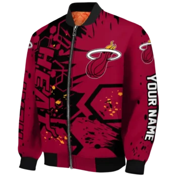 personalized miami heat hexagon cluster red black bomber jacket best selling