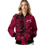 personalized miami heat hexagon cluster red black bomber jacket best selling