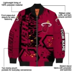 personalized miami heat hexagon cluster red black bomber jacket best selling