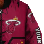 personalized miami heat hexagon cluster red black bomber jacket best selling