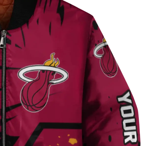personalized miami heat hexagon cluster red black bomber jacket premium grade