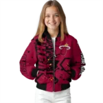 personalized miami heat hexagon cluster red black bomber jacket best selling