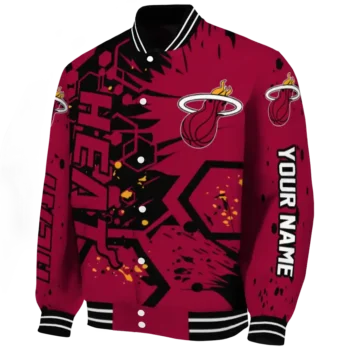 personalized miami heat hexagon cluster red black varsity jacket best selling.webp