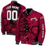 personalized miami heat hexagon cluster red black varsity jacket best selling.webp