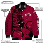 personalized miami heat hexagon cluster red black varsity jacket best selling.webp