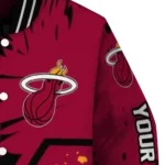 personalized miami heat hexagon cluster red black varsity jacket best selling.webp