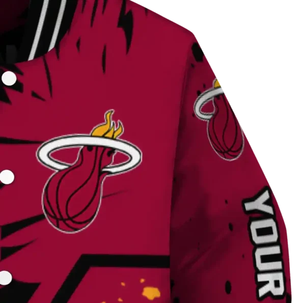 personalized miami heat hexagon cluster red black varsity jacket premium grade.webp